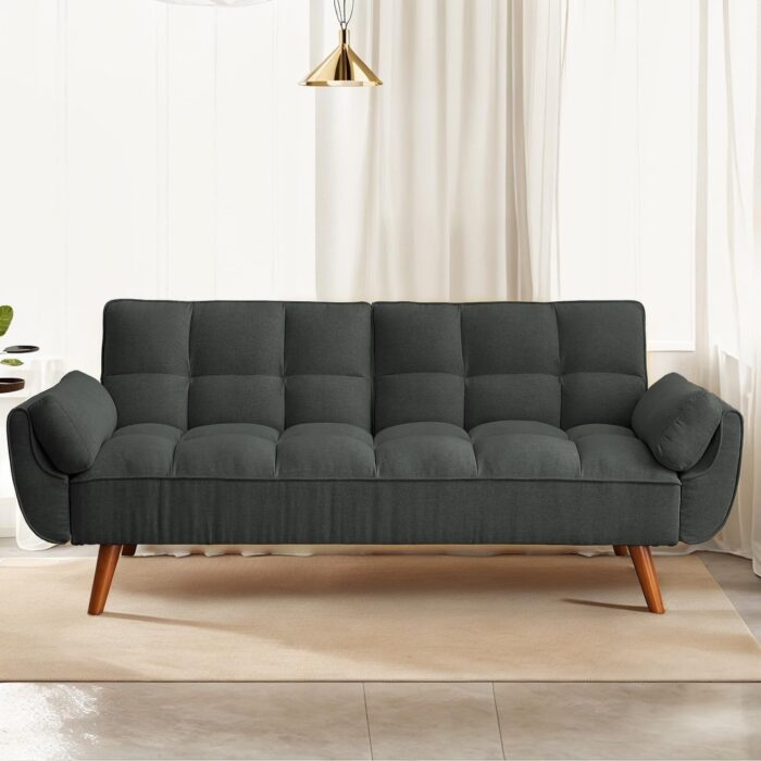 75.39 IN. Futon Sofa Bed, Convertible Upholstered Couch Sleeper with Reclining Sleeper Split Tufted Back - Image 2