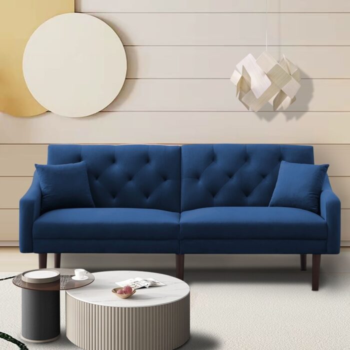 BSHTI 73" Convertible Velvet Futon Sofa Bed - Image 2