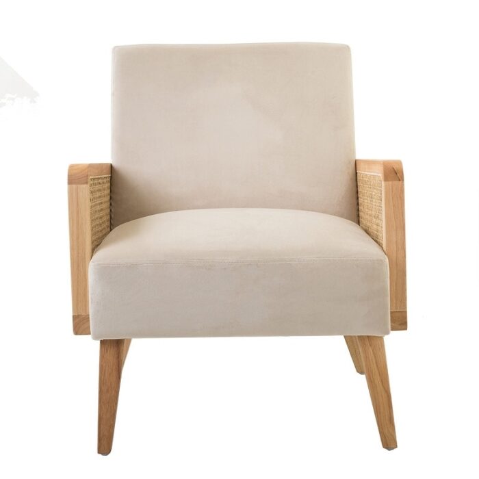 Carmina Upholstered Accent Chair with Natural Rattan Arms by HULALA HOME - Image 2