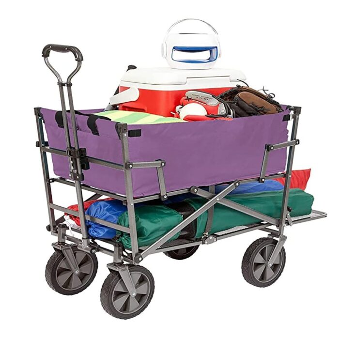 Mac Sports Double Decker Wagon: Purple - Collapsible Outdoor Utility Garden Cart, 150 Lb Capacity, 32.5 x 17.5 x 10.5" - Image 2
