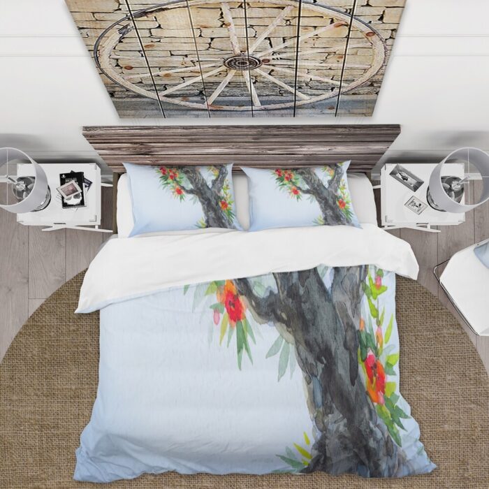 Designart 'Blooming Of An Old Tree In Spring I' Traditional Duvet Cover Set - Image 2