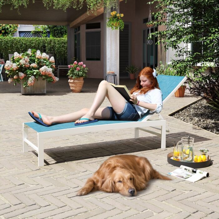 Outdoor Pool Lounger Aluminum All-weather Adjustable Chaise Lounge Chair - See Picture - Image 2