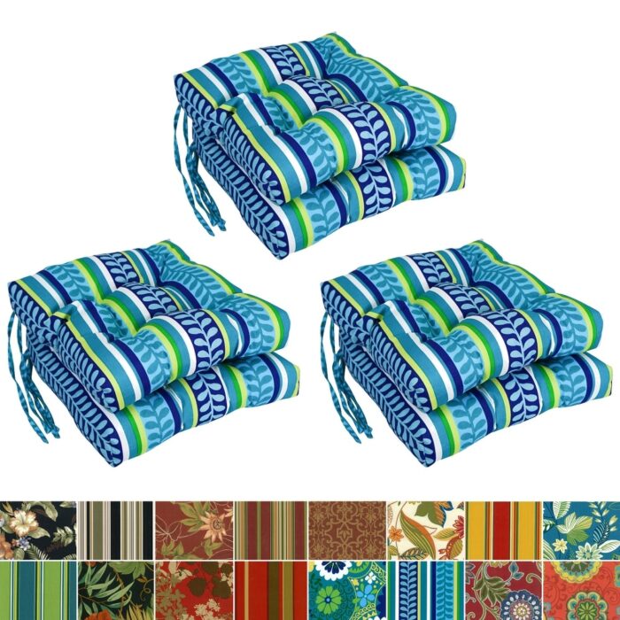 16-inch Square Tufted Indoor/Outdoor Chair Cushions (Set of 6)