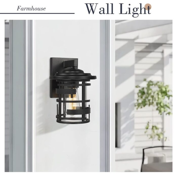 Exterior Wall Sconce,Black Finish with Clear Glass Shade
