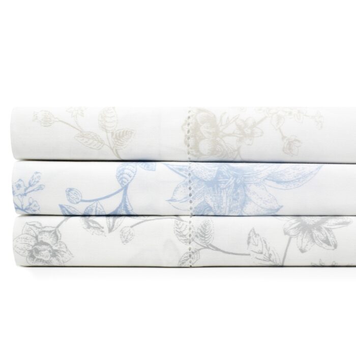 Printed Design Cotton Collection 400TC Hemstitch Garden Bouquet Collection