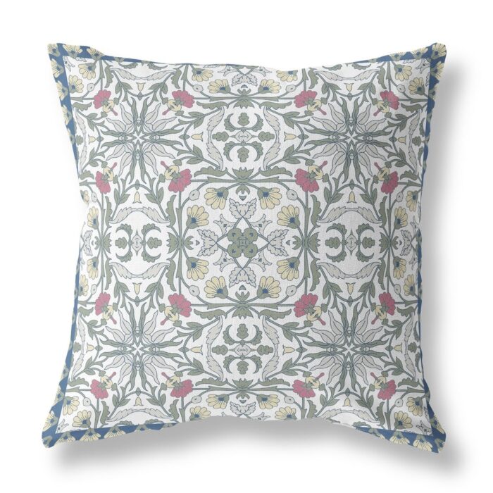 16" Pink Sage Paisley Indoor Outdoor Throw Pillow