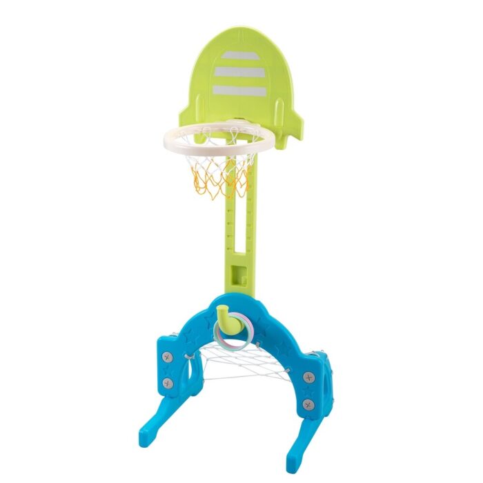 5 in 1 Slide and Swing Playing Set, Toddler Extra-Long Slide with 2 Basketball Hoops, Football, Ringtoss, Indoor Outdoor - Image 2
