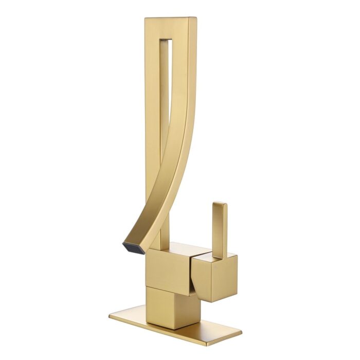 Brushed Gold Single Handle Vessel Sink Faucet - Image 2