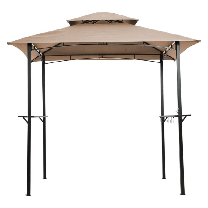 Outdoor Grill Gazebo 8 x 5 Ft, Shelter Tent, Double Tier Soft Top Canopy and Steel Frame with hook and Bar Counters - Image 2