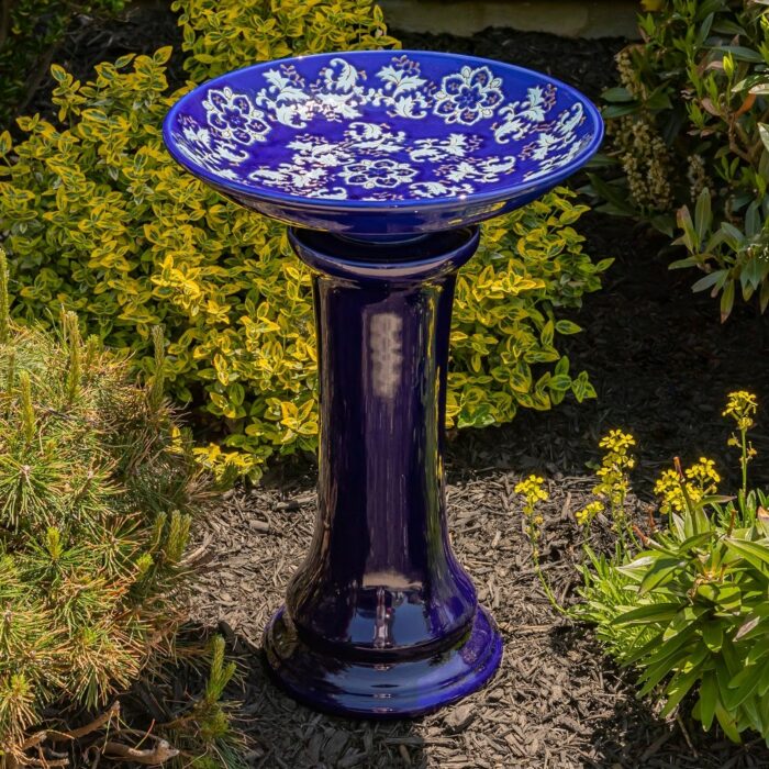 24" Tall Porcelain Pedestal birdbath - 16"x16"x24" - Image 2