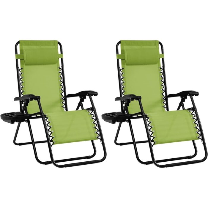 Zero Gravity Chair, Adjustable Folding Reclining Lounge Chair, Set of 2