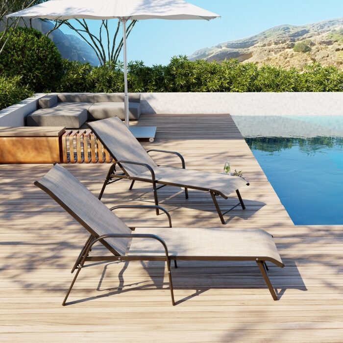 VredHom Outdoor Aluminum Patio Chaise Lounge Chairs - 70.87"Lx 21.54"W x 14.96"H