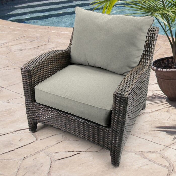 24" x 47" Grey Solid Outdoor Deep Seat Chair Cushion Set - Image 2