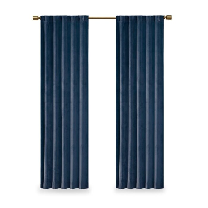 Room Darkening Poly Velvet Rod Pocket/Back Tab Curtain Panel Pair - Image 2