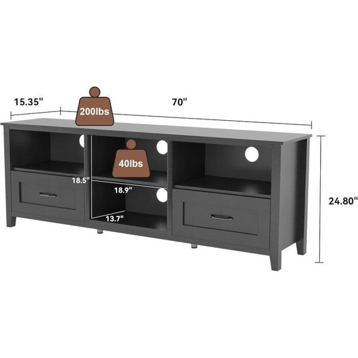 WESOME TV Stand Home Cabinet with Drawers/Shelves/Doors for Living Room Bedroom 70 inch - Image 2