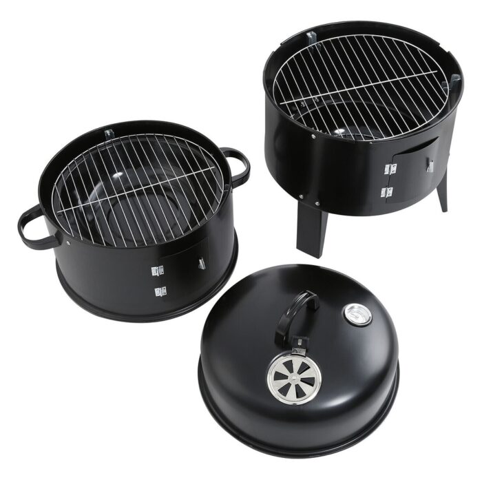 Large 3 in 1 Vertical Charcoal BBQ Smoker Grill - Image 2