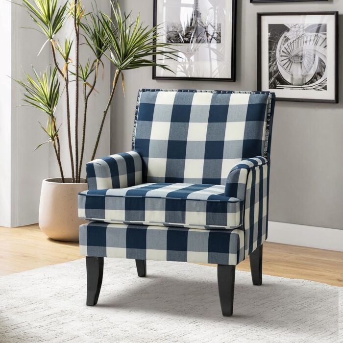 Akorda French Country Arm Chair with Nailhead Trim and Wood Legs by HULALA HOME