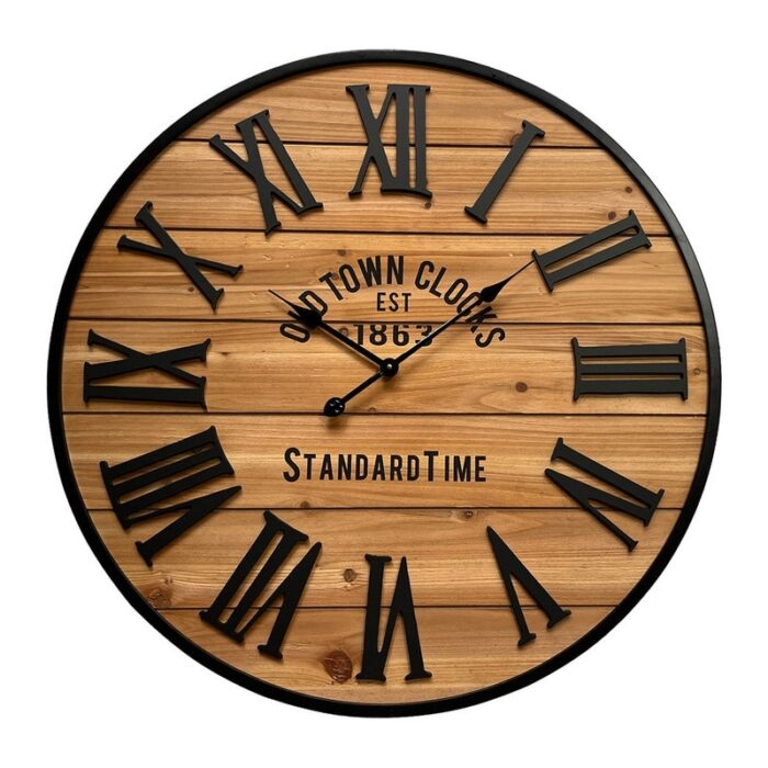 Sirena Wood Round Farmhouse Style Wall Clock - 33"H x 33"W x 1.5"D - Image 2