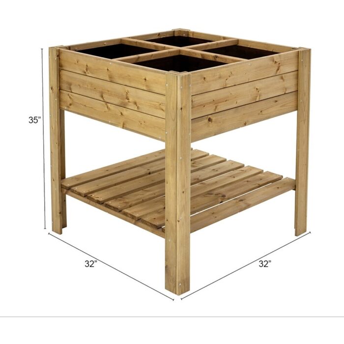 Wooden Garden Raised Beds with Shelf - Image 2