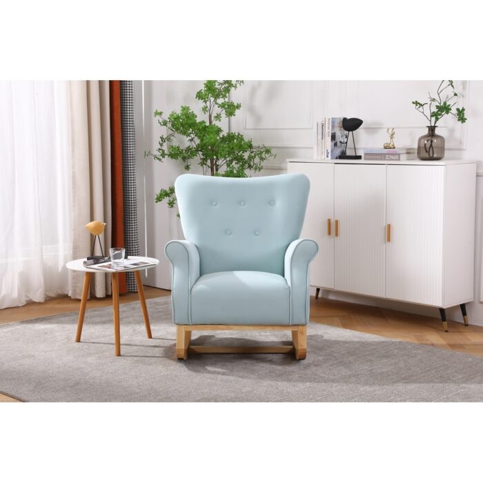 Baby Room High Back Rocking Chair Nursery Chair Velvet Rocking Chair - Image 2