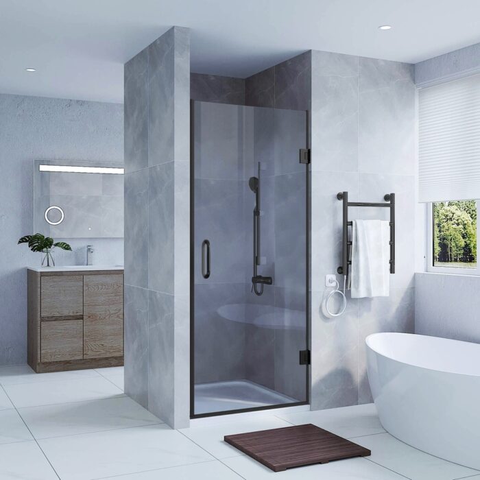 72" H Frameless Double Hinge Design Shower Door With Handle - Image 2
