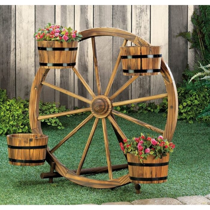 Richmond Wagon Wheel Rustic Plant Holder