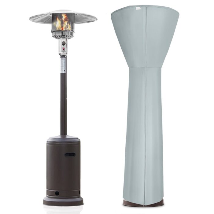 BELLEZE 48,000BTU Patio Mocha Heater With 2 Sides Grey Heater Cover