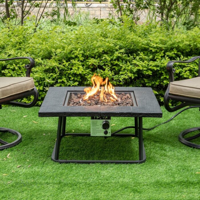 Outdoor Metal Fire Table 50,000BTU Square Fire Pit for Backyard