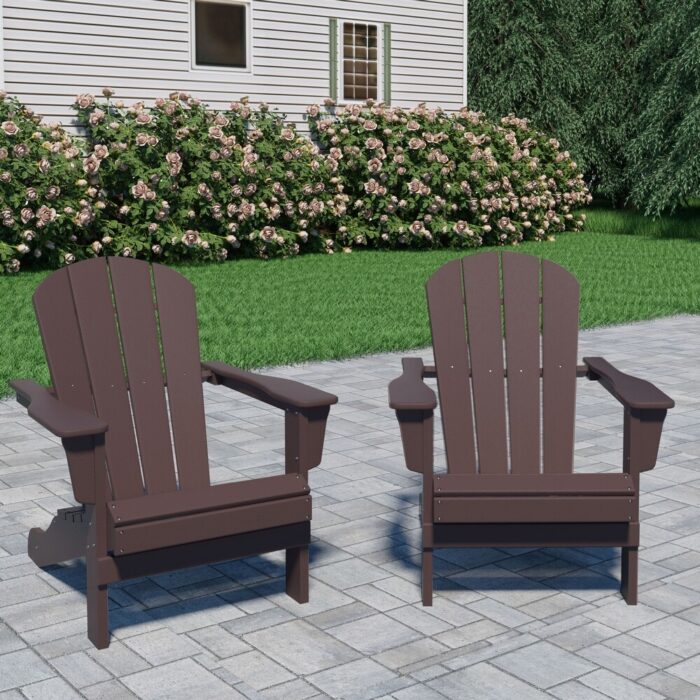 Outdoor Recycled Plastic Curveback Adirondack Chair(Set of 2) - Image 2