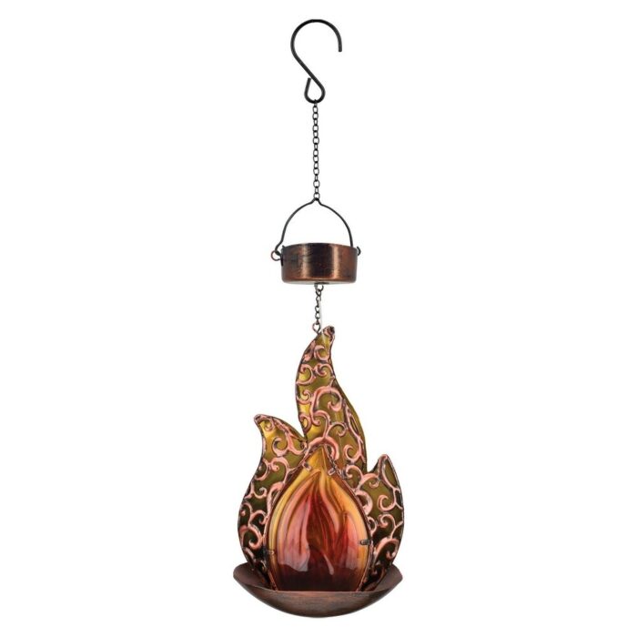 Set of 2 Amber Blaze Solar Hanging Lanterns