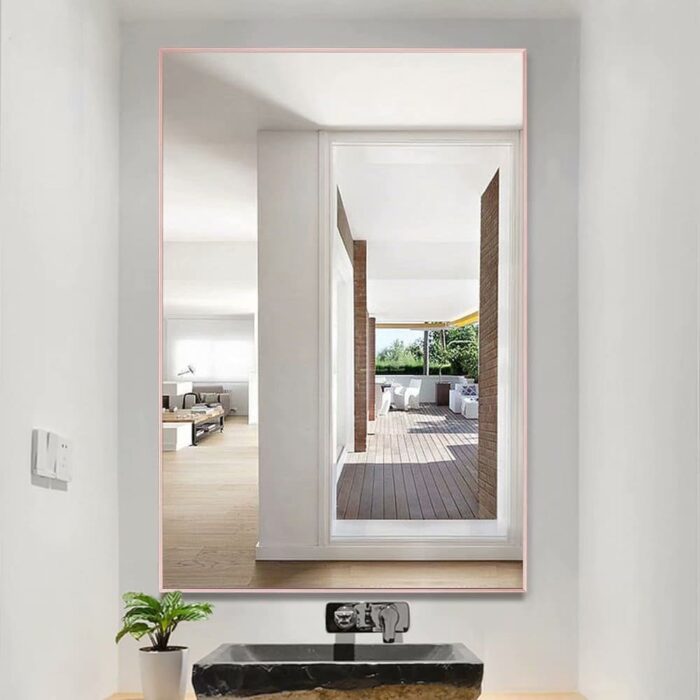 Rectangular Aluminum Framed Glass Bathroom Mirror