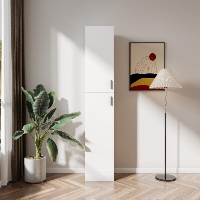 Freestanding Cabinet with Inadjustable Shelves and two Doors for Kitchen, Dining Room