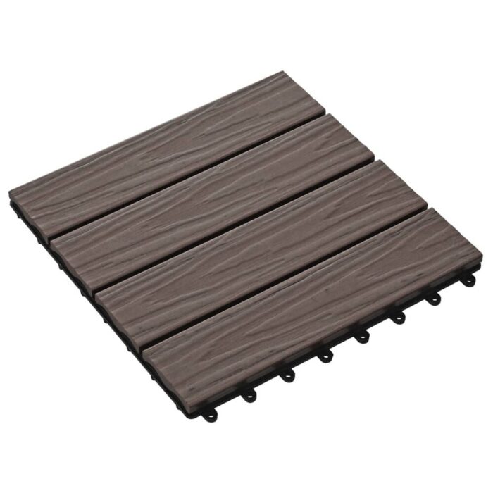 vidaXL Decking Tile Interlocking Flooring Tile 11 pcs Deep Embossed WPC 1 sqm - Image 2