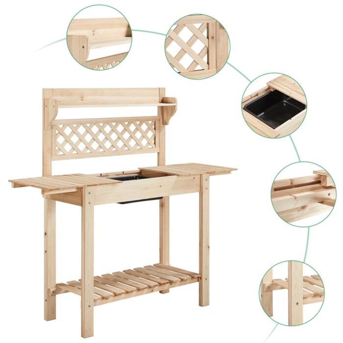 Yaheetech Garden Potting Bench Planting Table with Sliding Tabletop - Image 2