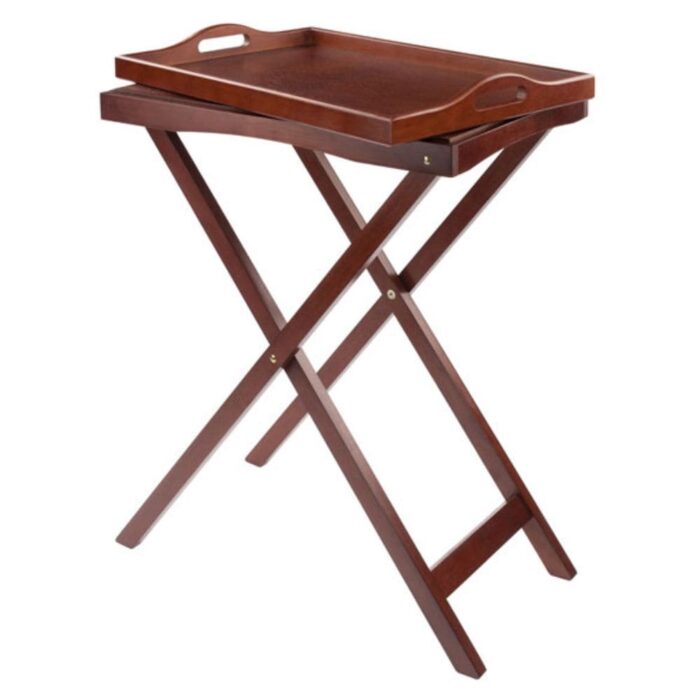 Devon Butler TV Table with Serving Tray, Walnut - 24.02 x 14.65 x 29.53 inches - Image 2