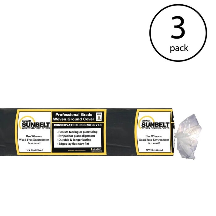 DeWitt Sunbelt 3' Wide Weed Barrier Landscape Fabric Ground Cover, 300' (3 Pack) - 0.2 - Image 2