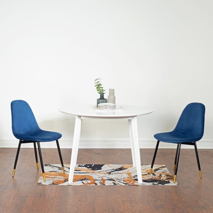 Roundhill Furniture Lassan Contemporary 5-Piece Dining Set, White Round Table and 4 Chairs - Image 2