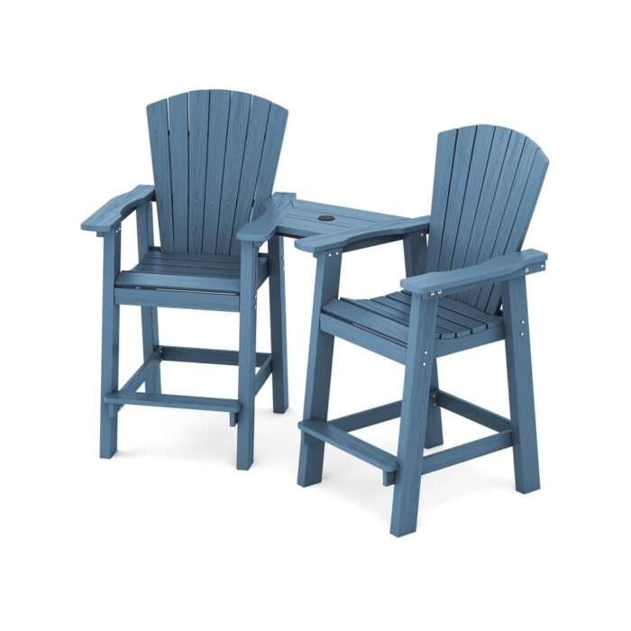Outdoor Tall Adirondack Chair Set of 2 with Connecting Tray