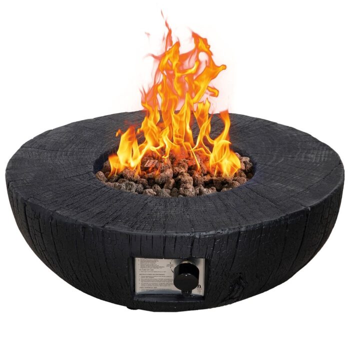 28" Round 30,000 Btu Propane Fire Bowl Fire Pit for Outdoor Patio Garden Backyard Decking Decor CSA Certificated, Black - N/A