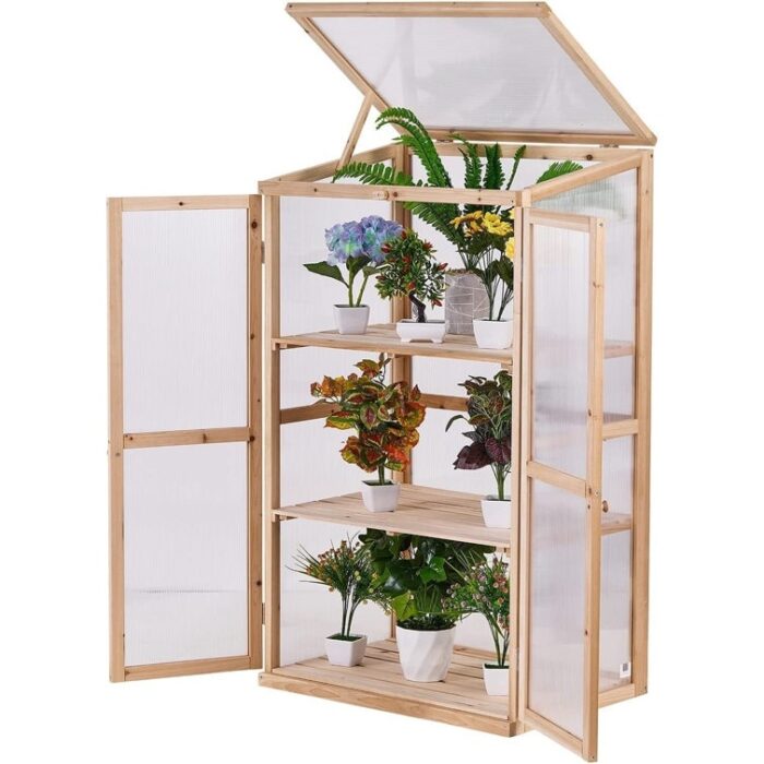 Wooden Cold Frame Greenhouse, Raised Flower Planter Protection Box - Image 2