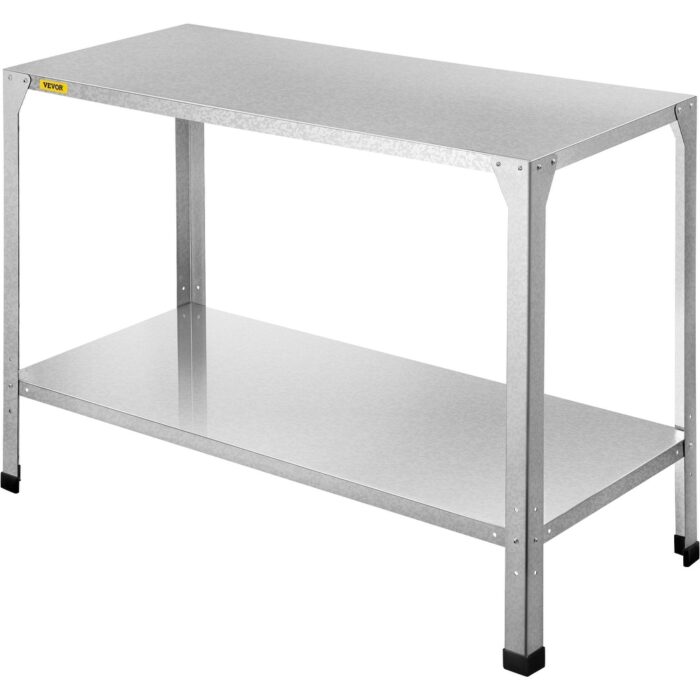 VEVOR Galvanized Steel Outdoor Workstation with Rubber Feet Double Layers for Greenhouse, Patio, Porch, Backyard