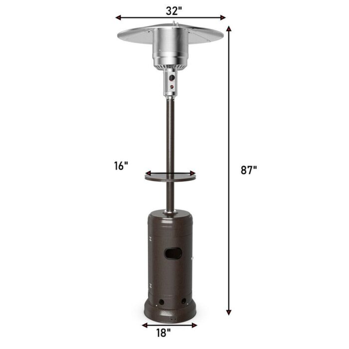 Gymax Outdoor Patio Heater Propane Standing LP Gas Steel W/Table & - See Details - Image 2