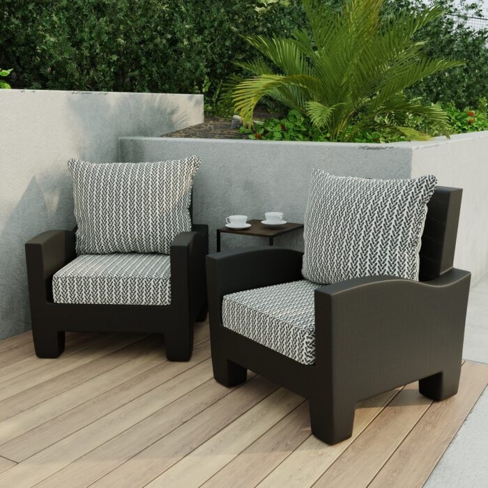 24" x 47" Black Chevron Outdoor Deep Seat Chair Cushion Set - 46.5'' L x 24'' W x 6'' H