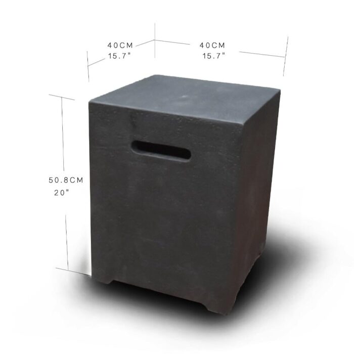 Elementi Square Propane Tank Cover Hideaway Table - Dark Grey, 15.7 x 15.7 x 20 Inches - 15.7 x 15.7 x 20 - Image 2