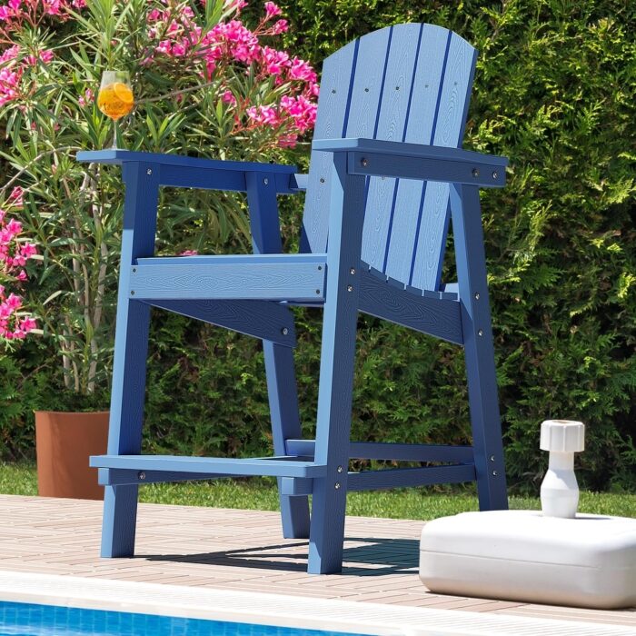 Ravenna Tall Adirondack Chair Set of 2 Outdoor Patio Adirondack Barstools - Image 2