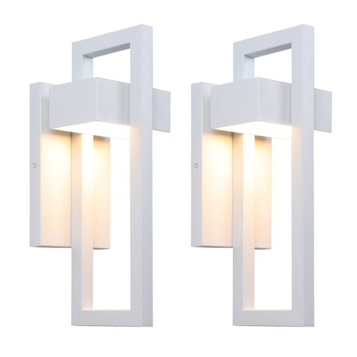 Integrated LED Black/White Aluminum Outdoor 1-Light Wall Sconce - Image 2