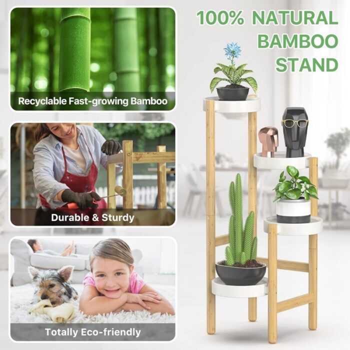 Bamboo Plant Stands Indoor (4 Tier -2) - Image 2