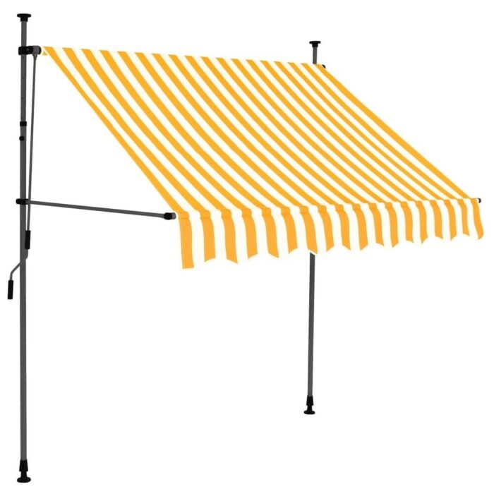vidaXL Manual Retractable Awning with LED 78.7" White and Orange - Image 2
