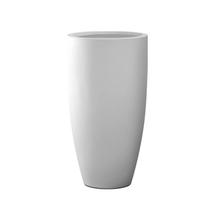 Kante Round Lightweight Concrete and Fiberglass Indoor Outdoor Weather Resistant Tall Planter with Drainage Hole - Image 2
