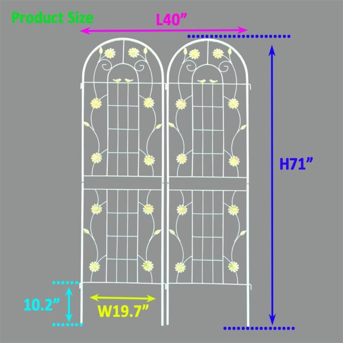 2 Pcs Rustproof Metal Garden Trellis for Climbing Plants - Image 2